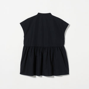 スタンドネック ペプラム フレンチスリーブ ブラウス