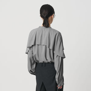 【WEB限定 Wardrobe DAILY MINIMAL】フリルレイヤーブラウス ウォッシャブル