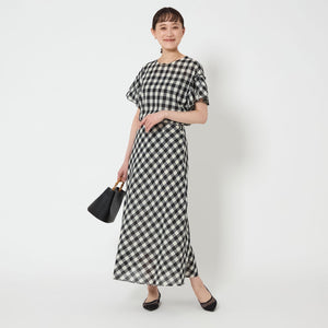 メッシュ ナロー フレア チェック スカート