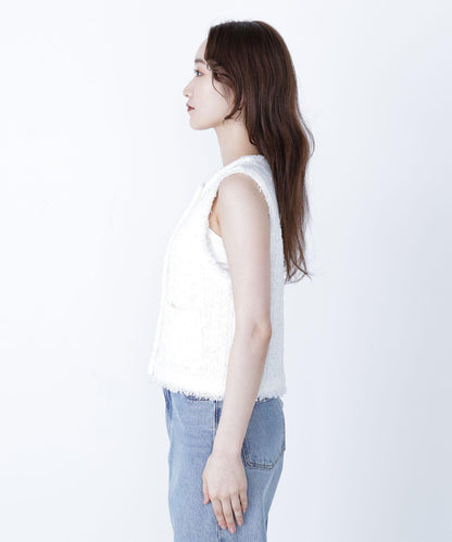 ツイーディーニットジレ