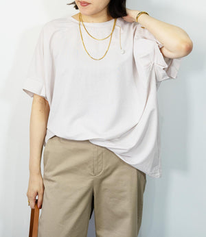 接触冷感袖タックカットソー