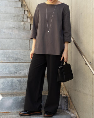 7分袖異素材切替カットソー