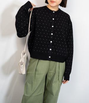 ドットニットブルゾンカーディガン