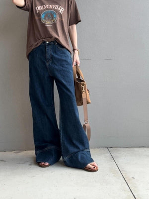 パネルヘムストレートデニム