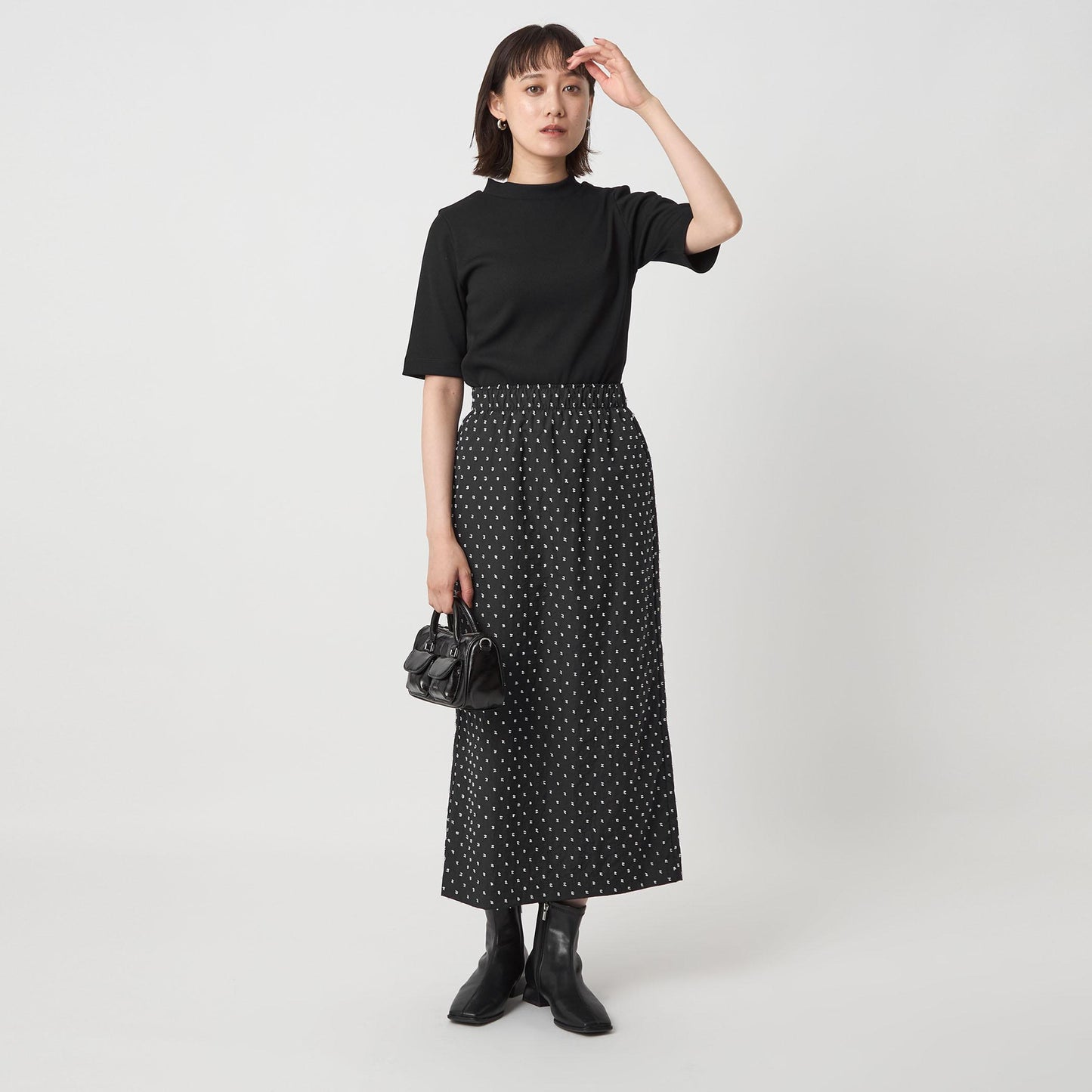 ニットライク モックネック カットソー