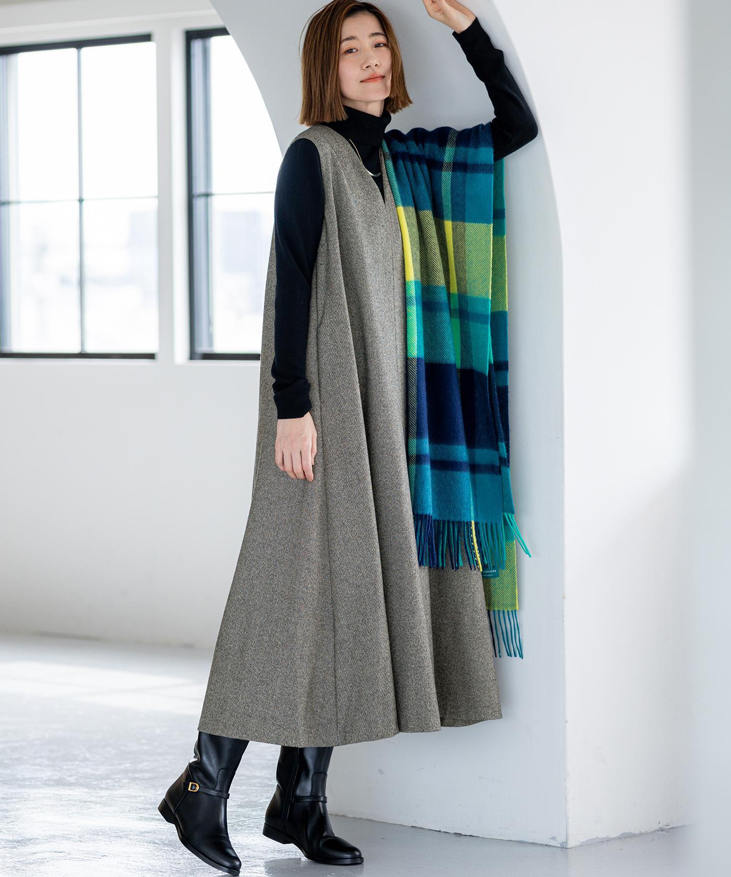 カシミヤ チェック ストール