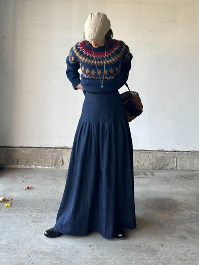 タックデニムマキシスカート