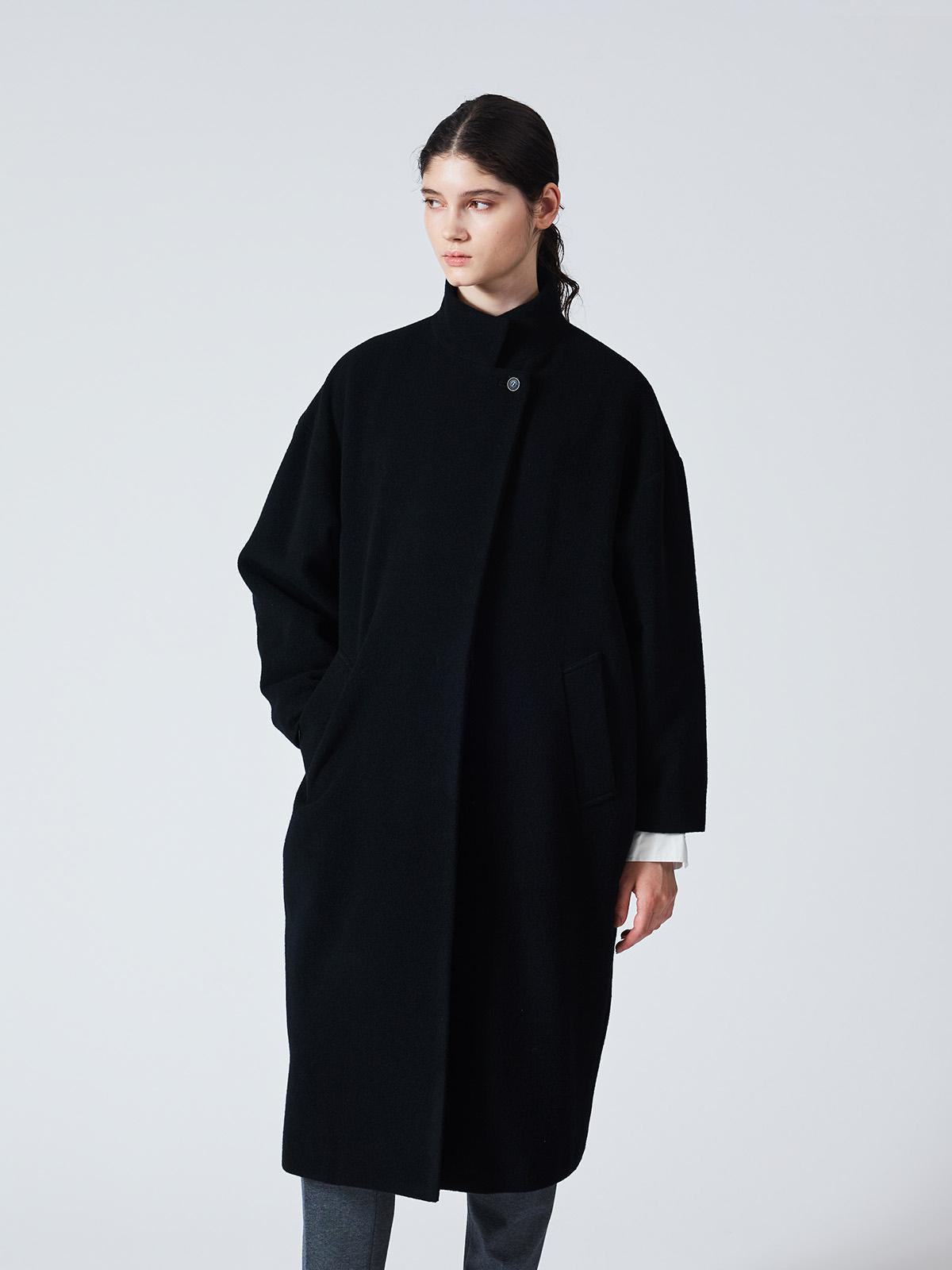 mizuiro ind ウールブレンドスタンドカラーコート