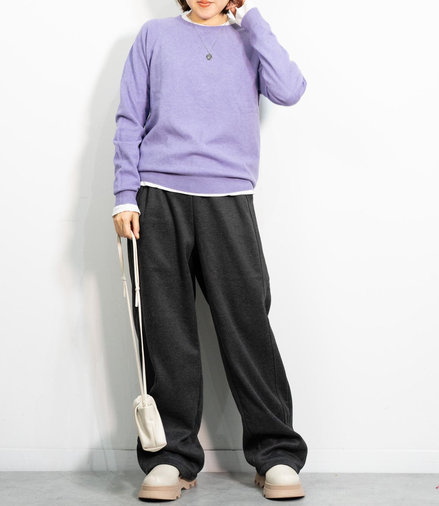 ヘリンボーン裏起毛イージーパンツ