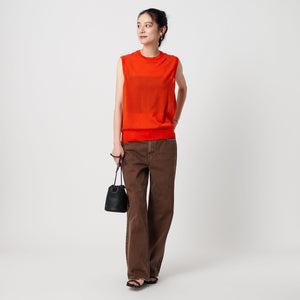 ウールナイロン シアーノースリーブニット