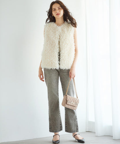 スリット ストレート デニム