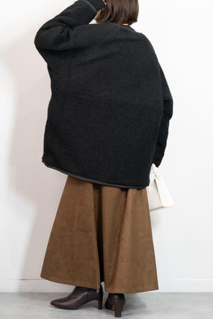 リバーシブルボアキルティングノーカラーアウター