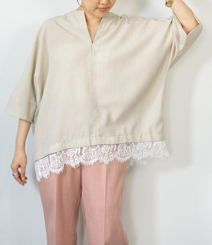 レースドッキングスキッパーブラウス