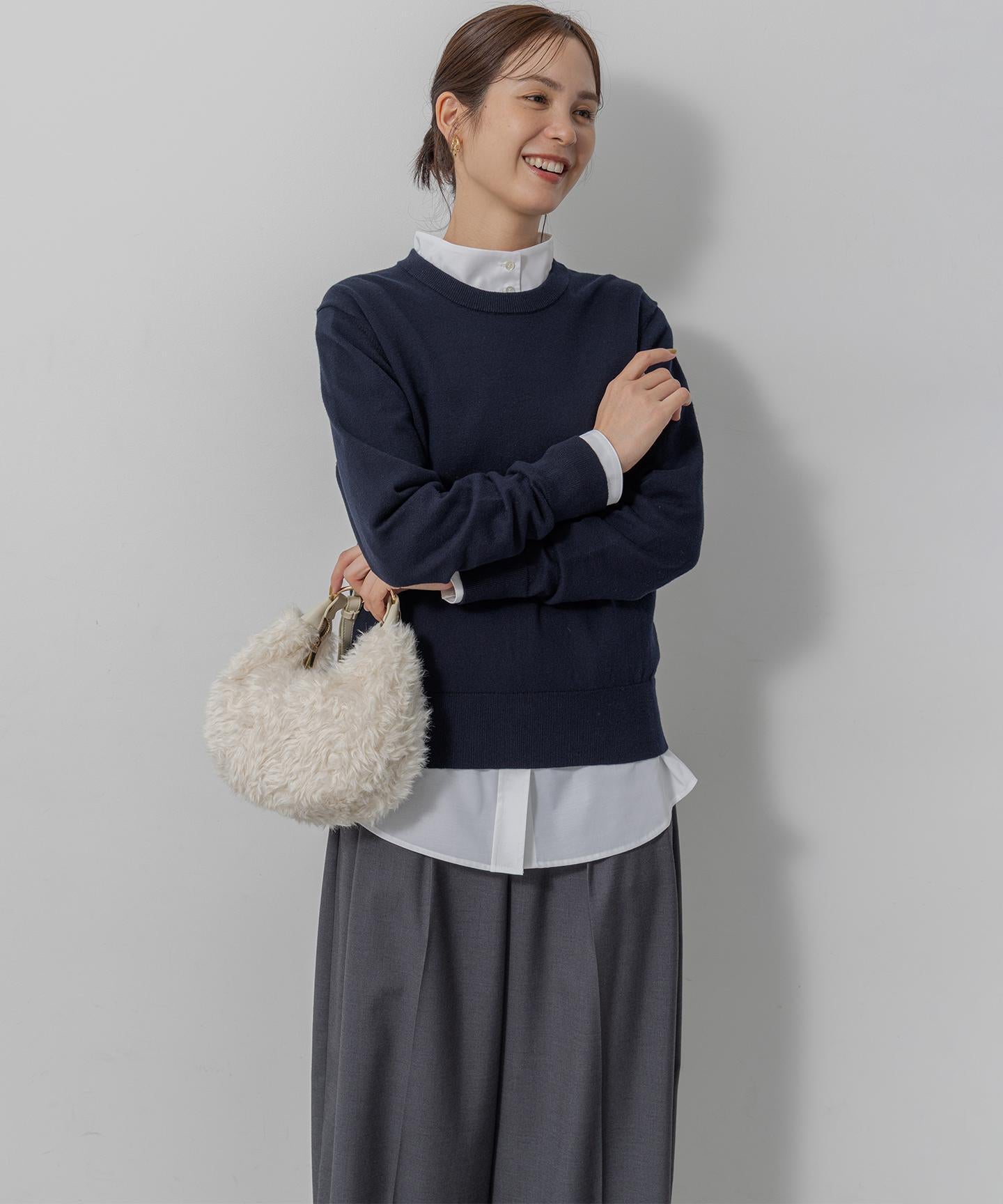 コットンタッチシャーティング刺繍入り ブラウス