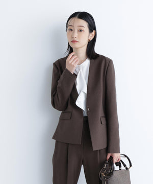 ウーステッドライクツイル SETUP ノーカラージャケット