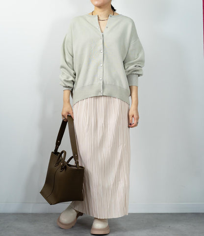 ドットボタンニットカーディガンブルゾン