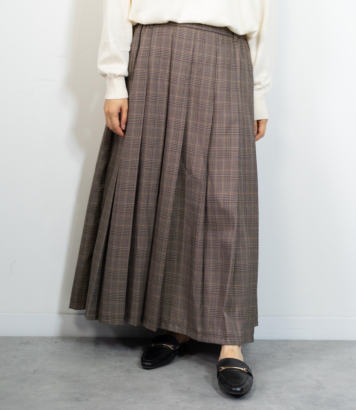 グレンチェックプリーツスカート