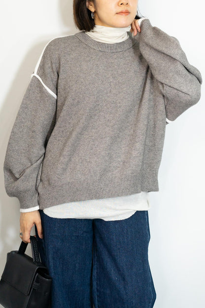 バイカラーラインニット