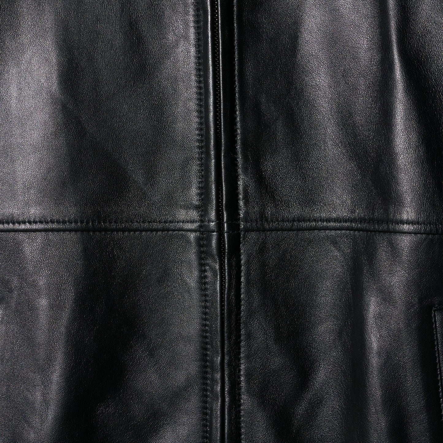 シープレザー ノーカラージップブルゾン