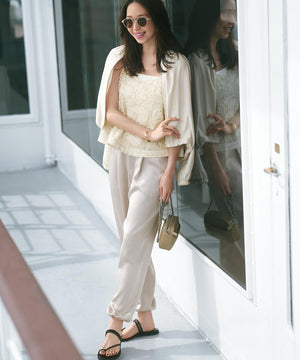 ドレープサテン 2WAY ドロスト パンツ