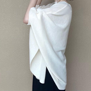 リネンざっくりニットケープ