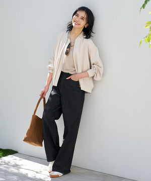 撥水 ワイドストレートデニム