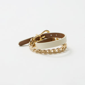 メタルチェーン×レザーベルト ブレスレット