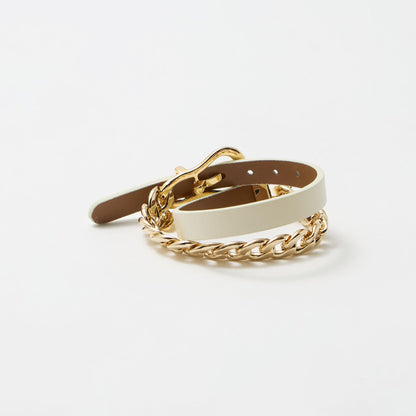 メタルチェーン×レザーベルト ブレスレット