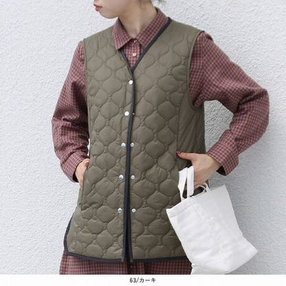 キルティングロングベスト