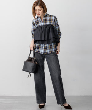 シャーリング チェック シャツ