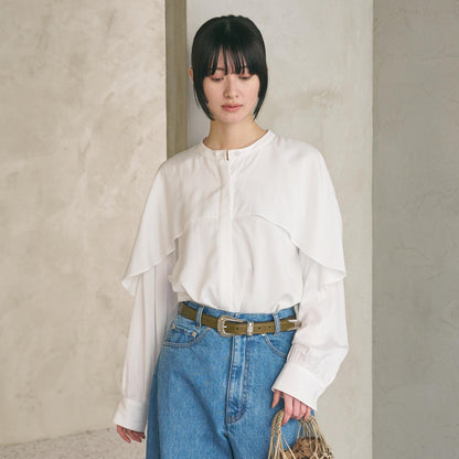 【WEB限定 Wardrobe DAILY MINIMAL】フリルレイヤーブラウス ウォッシャブル