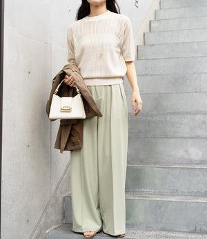 透かし柄編み5分袖ニット