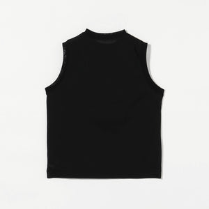 コットンナイロン クルーネック ノースリーブ Tシャツ