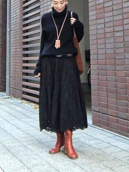 スエードパンチングティアードスカート