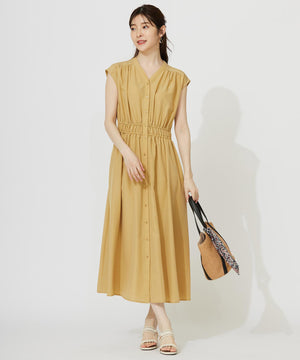 フロントボタンギャザー ワンピース
