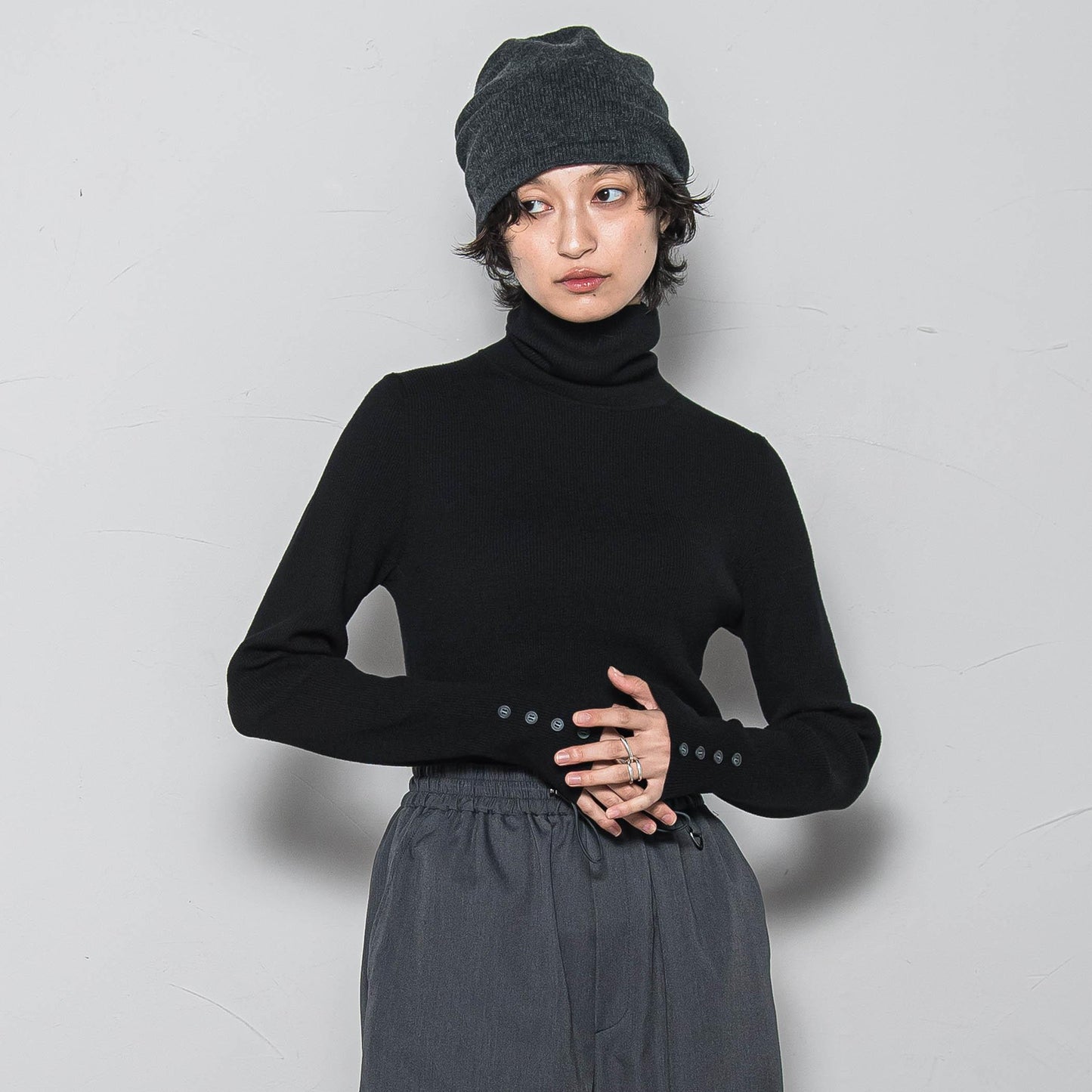 リブタートルニットプルオーバー≪手洗い可能≫