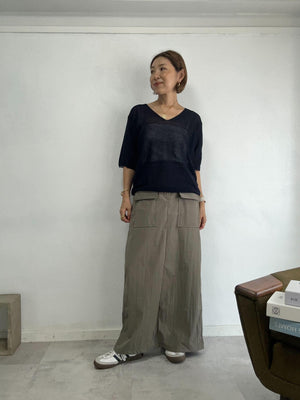 Vネックリネンカットソー