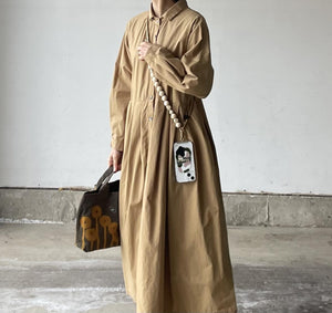 キャメルcottonシャツワンピース