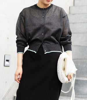 バイカラーシアーニットカーディガン