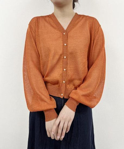 ラメシアーVネックカーディガン