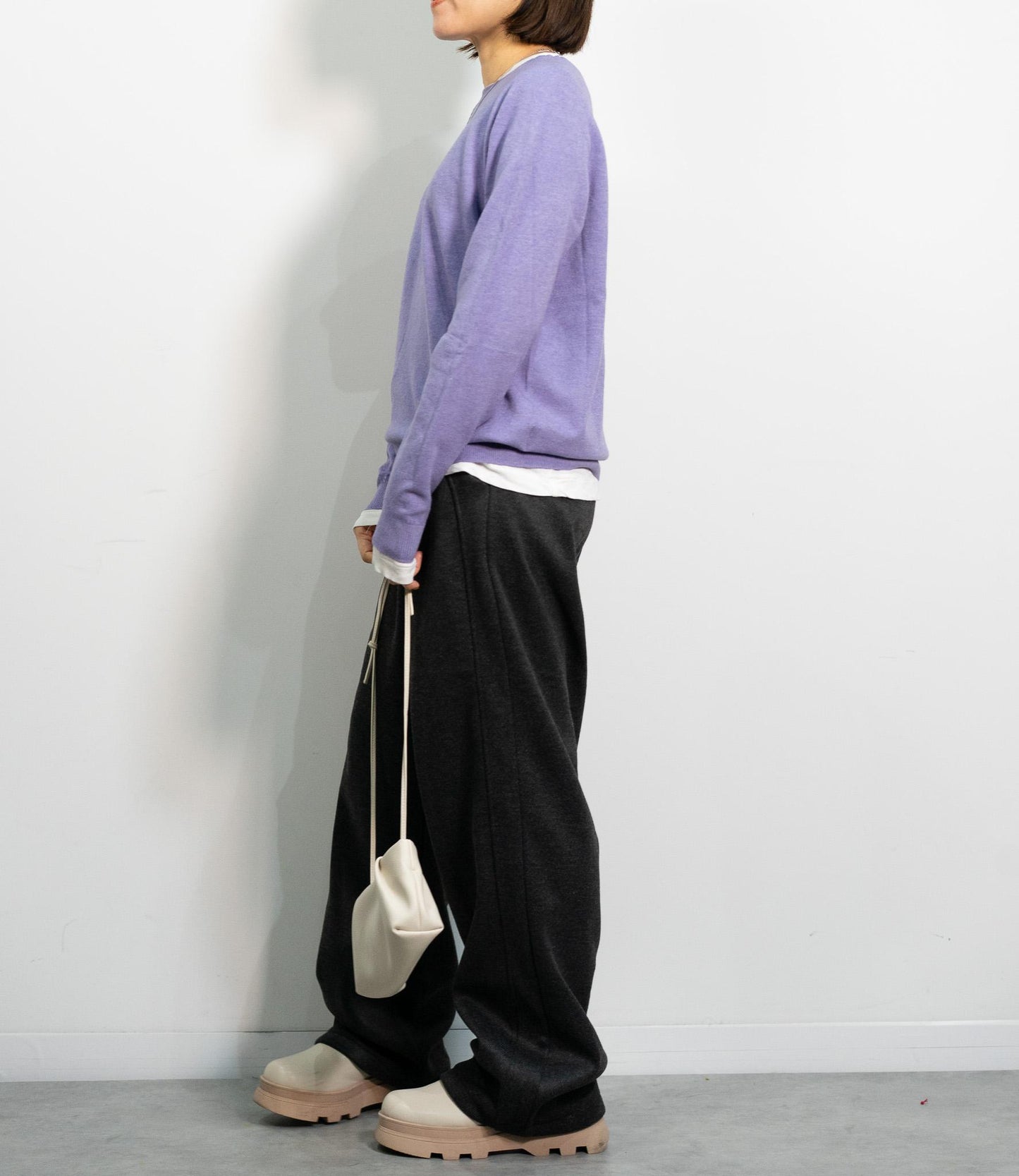 ヘリンボーン裏起毛イージーパンツ