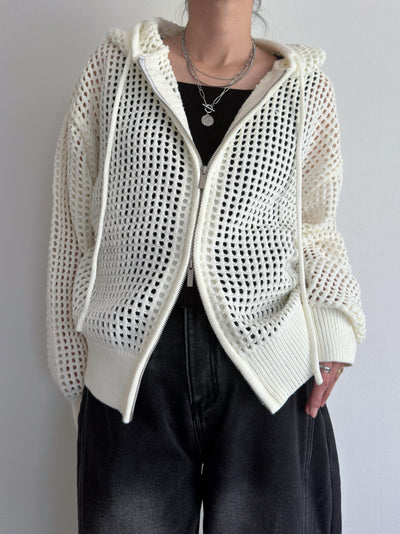 ネットニットフードジップアップ