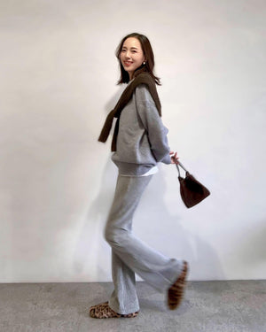 ベロア調リブフレアパンツ