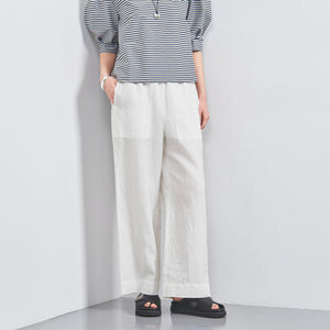 リネン パッチポケット イージーパンツ WHITE/YELLOW