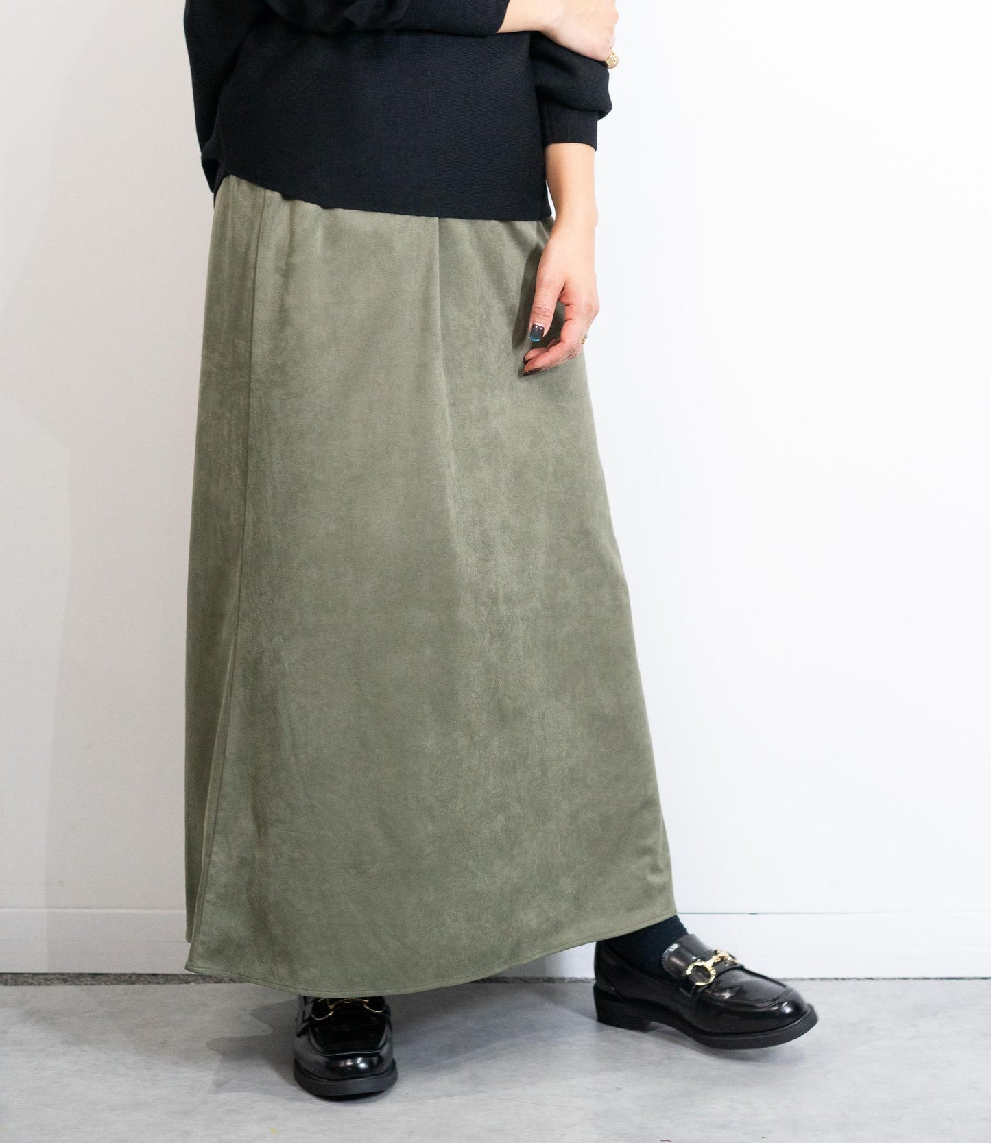 ストレッチスウェードAラインスカート