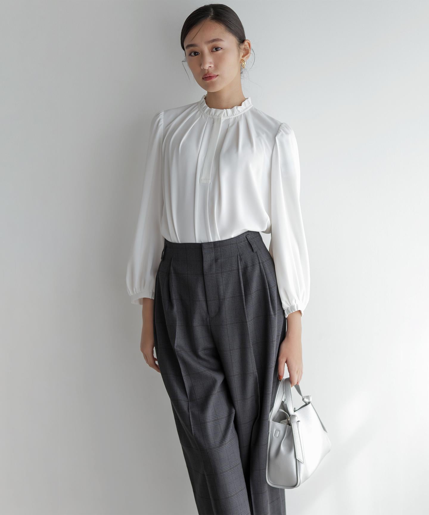 ライトデシンフリル襟 ブラウス