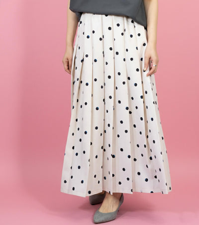 ランダムドットミモレタックスカート