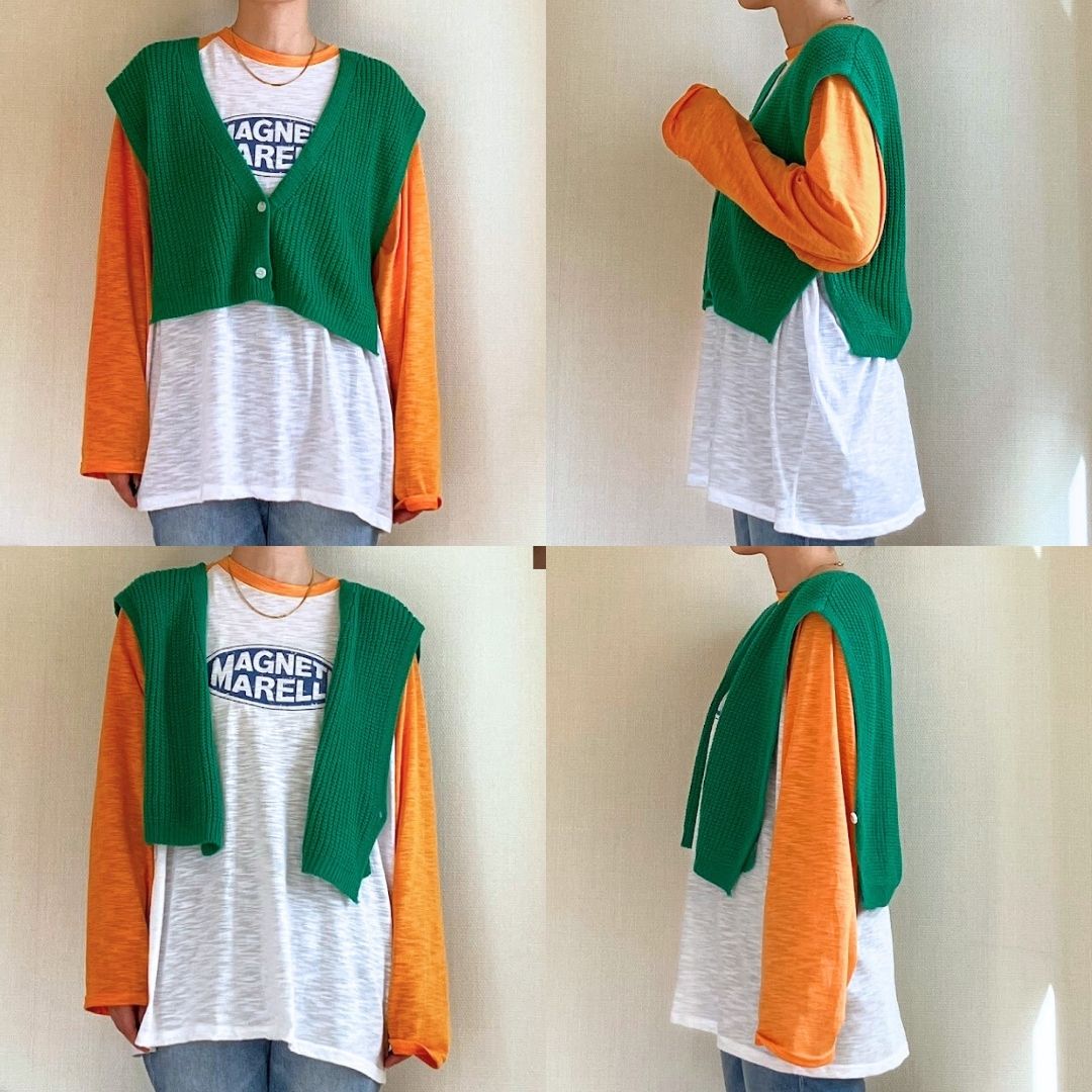 肩掛けカーデ風 2WAYニットベスト