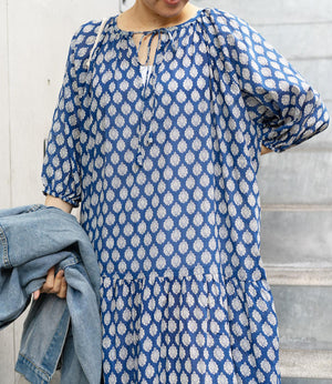 プリントティアードスキッパーワンピース