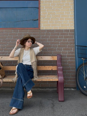 パネルヘムストレートデニム